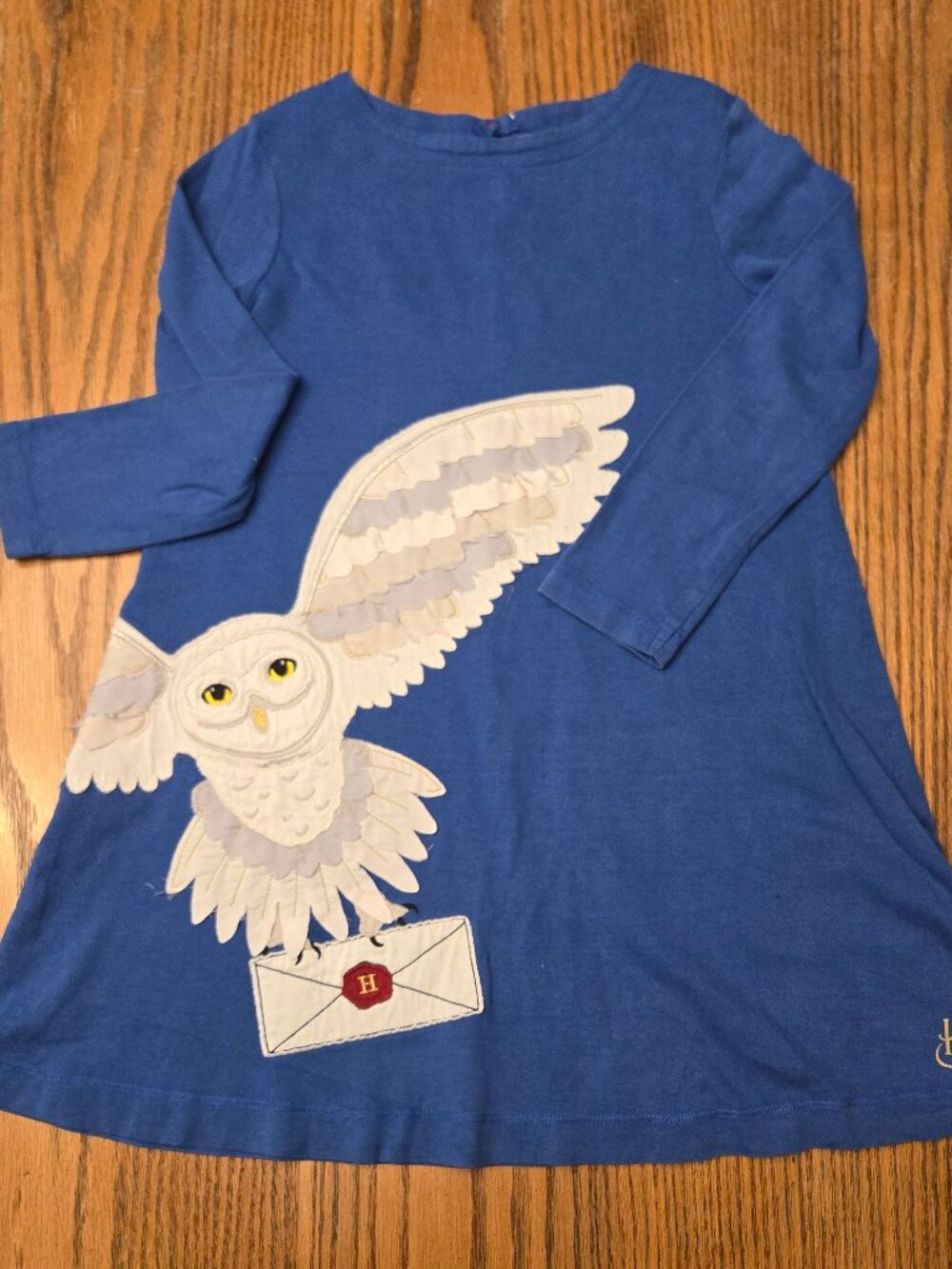 Mini Boden Harry Potter Hedwig Owl Mail Long Sleeve Dress - Size 6-7 Girls.